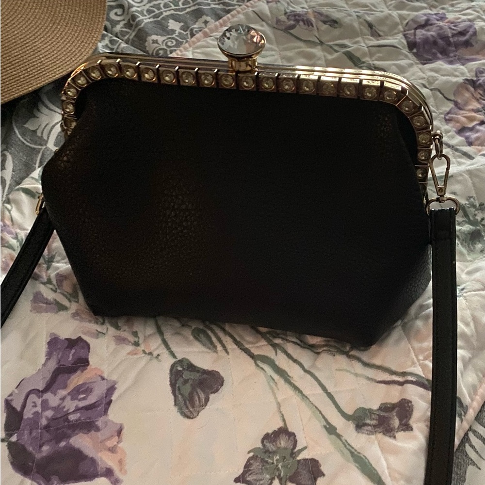 Elegant Black Women's Bag with Gold Accents